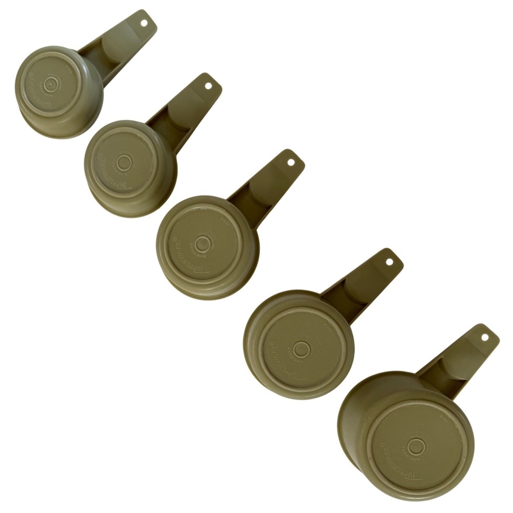 Vintage Tupperware Avocado Green Measuring Cups Set 5 Nesting Cups 1 Cup-1/4